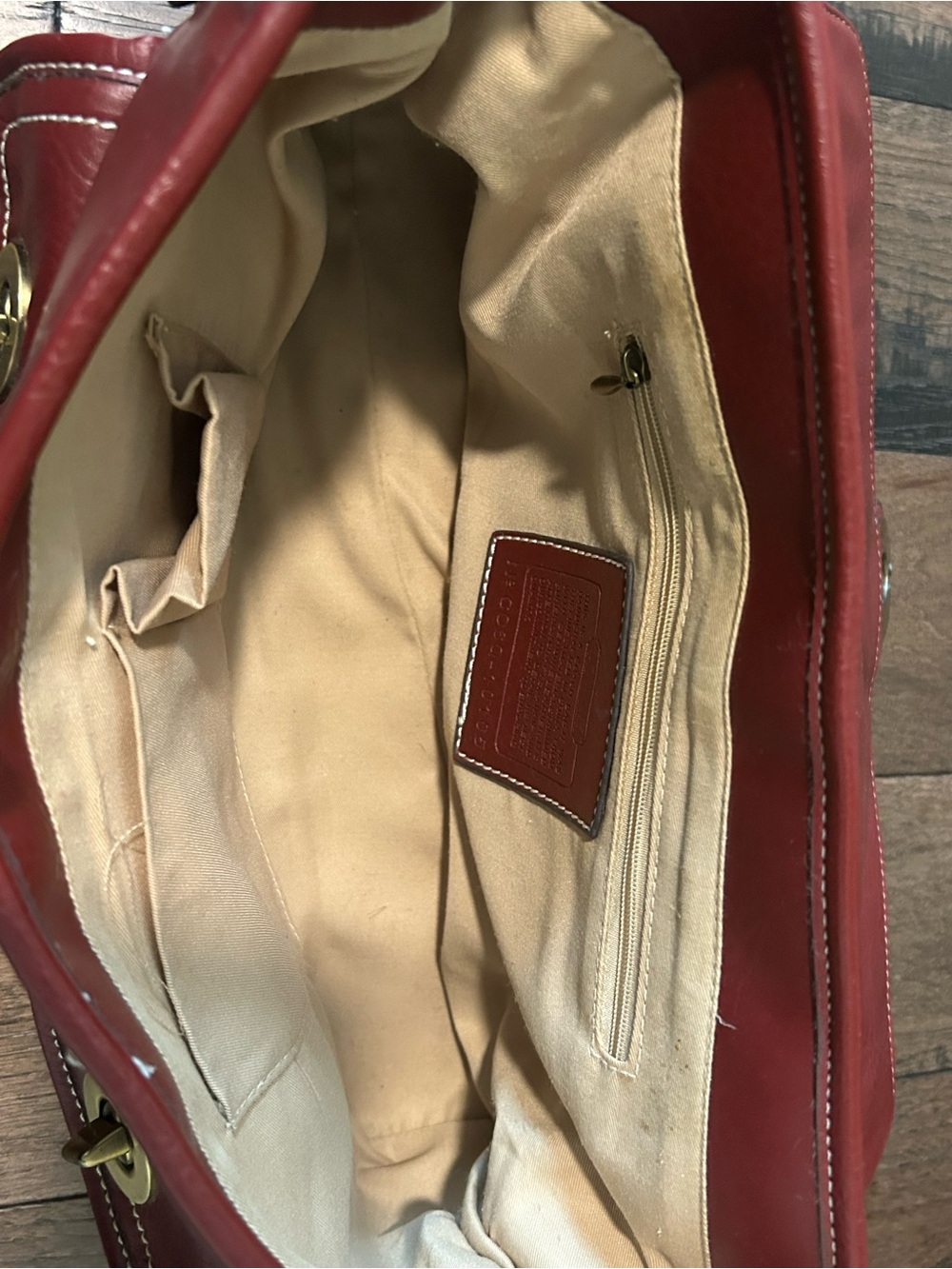 Women's Burgundy Leather Shoulder Bag with Gold Hardware - Picture 8 of 10